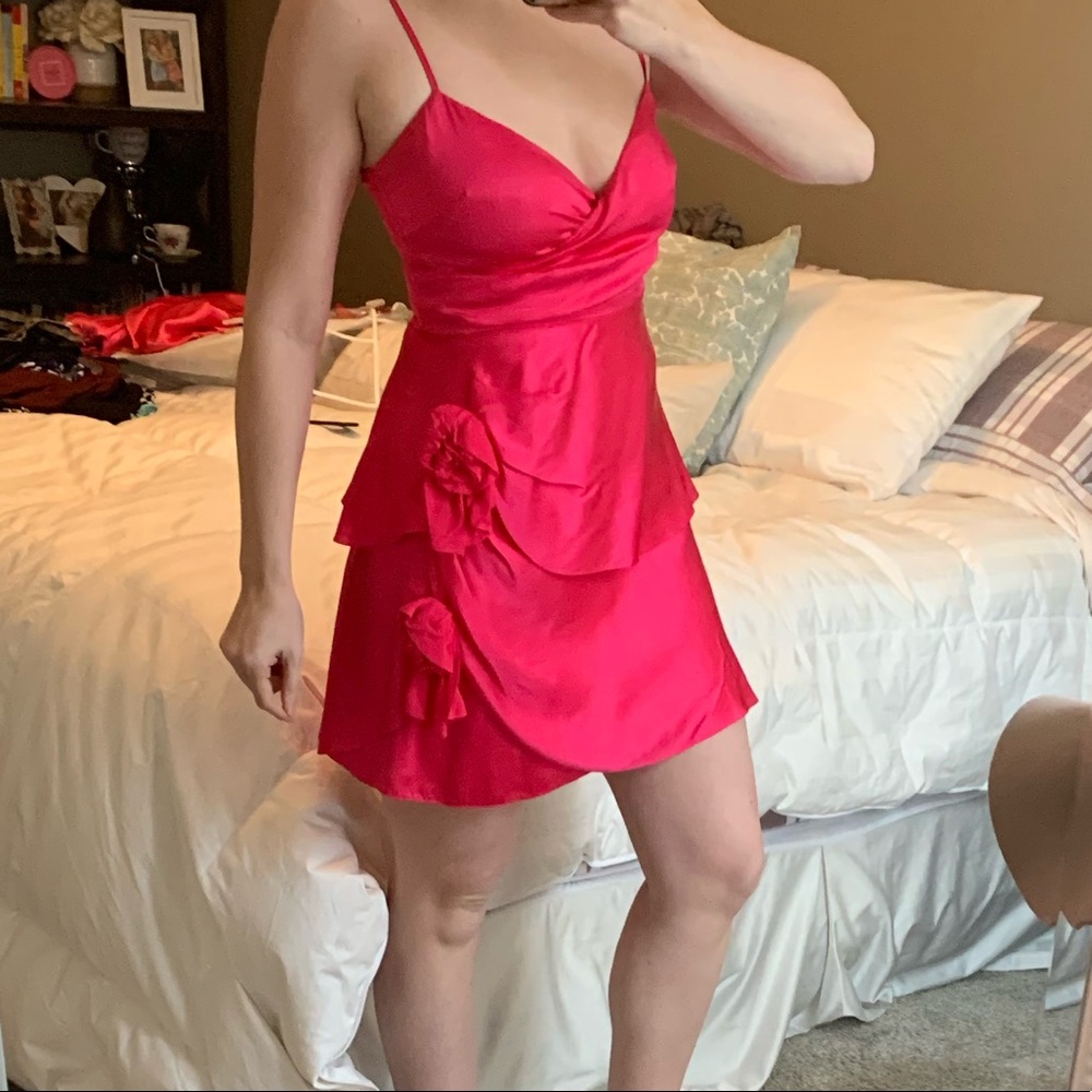 Hot pink silk dress